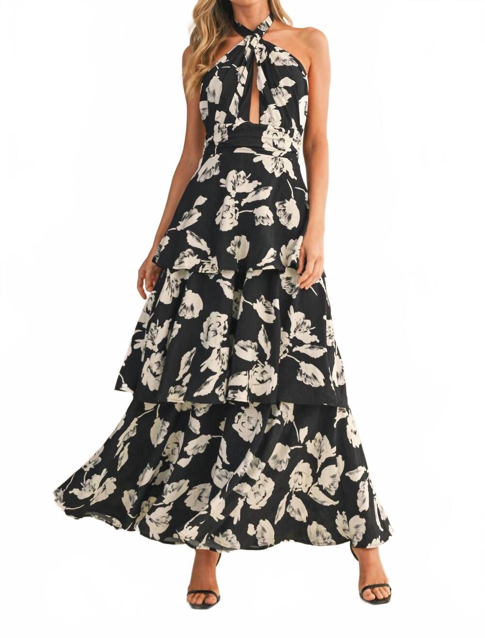 NEW KLESIS carrie halter neck maxi dress in black